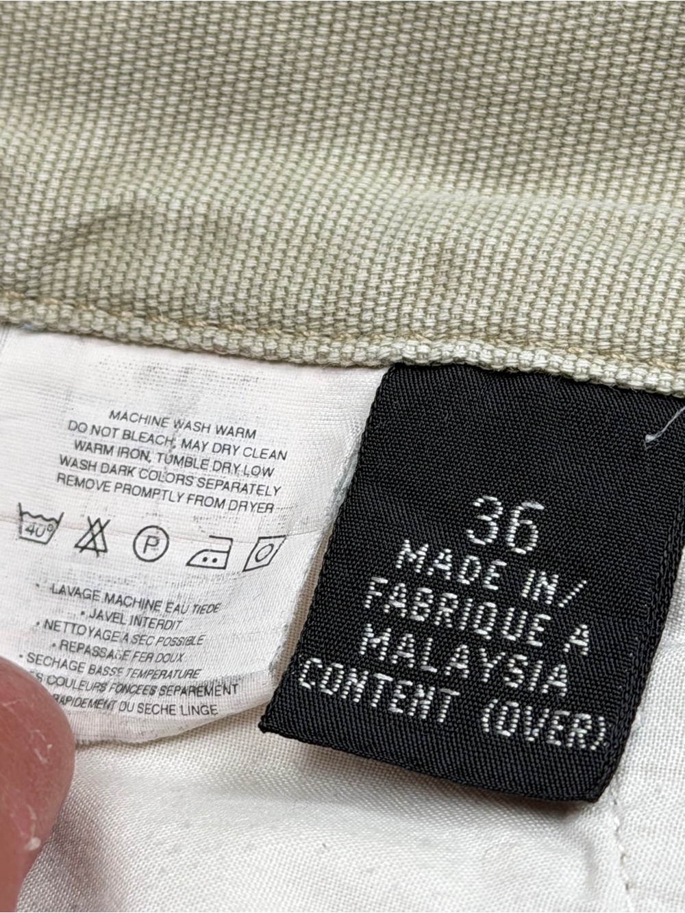 Vintage Patagonia Cotton Twill Chino Pants Mens W36 Khaki 90s Flat Front - Picture 7 of 11